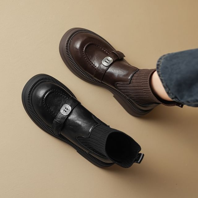 Cinnabelle-Faux Leather Short Snow Boots