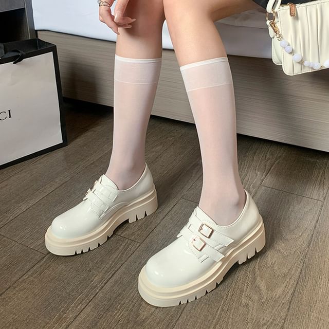 Cinnabelle-Platform Buckled Patent Leather Shoes