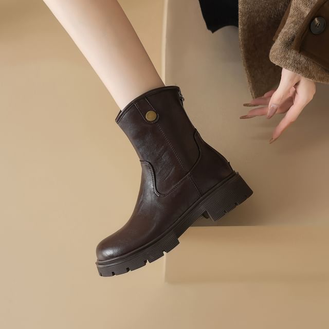 Cinnabelle-Platform Chunky Heel Short Boots