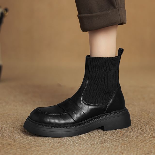 Cinnabelle-Platform Chunky Heel Sock Boots