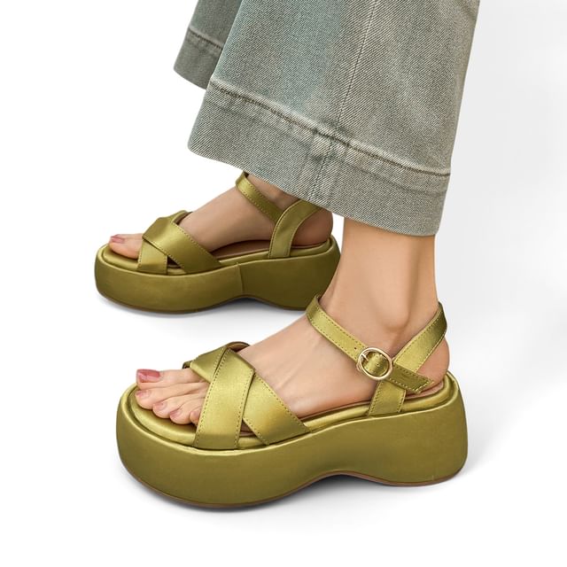 Cinnabelle-Platform Faux Leather Sandals