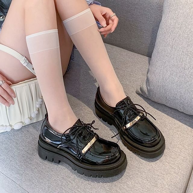 Cinnabelle-Platform Patent Leather Lace Up Shoes