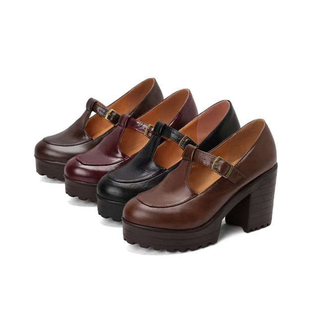 Cinnabelle-Platform T-Strap Block Heel Pumps