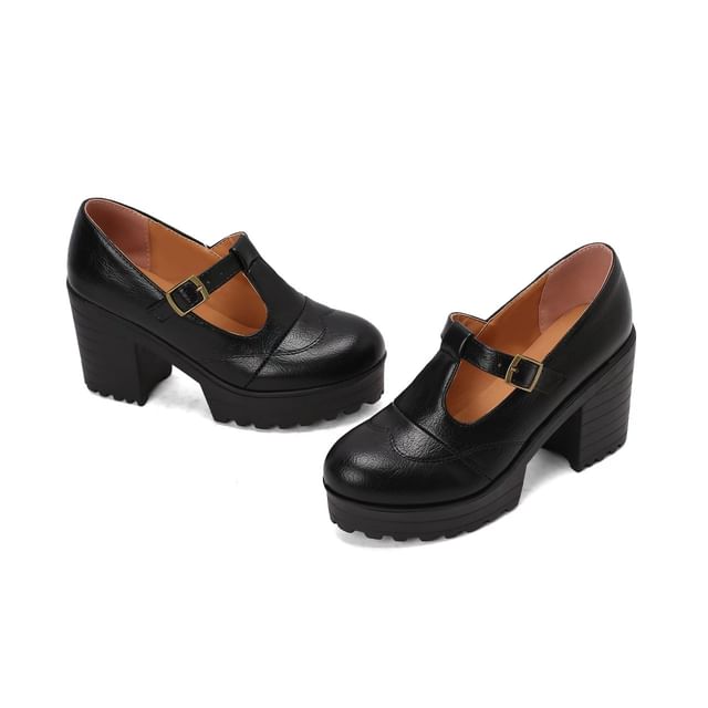Cinnabelle-Platform T-Strap Block Heel Pumps
