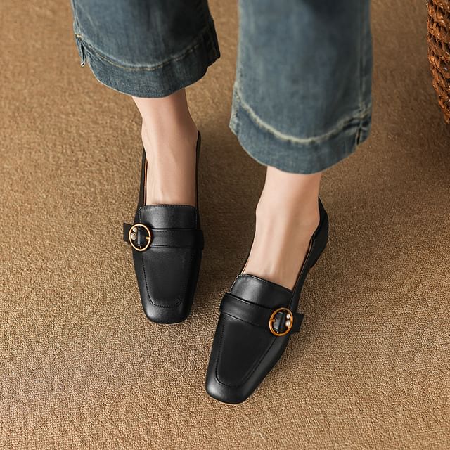 Cinnabelle-Square Buckled Block Heel Loafers