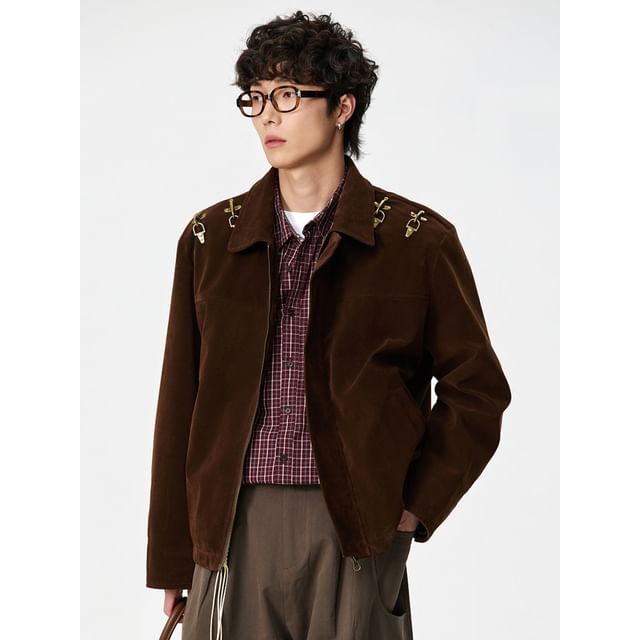 citybae-Aircraft-Latch Faux-Suede Jacket
