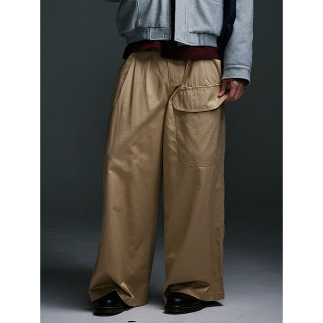 citybae-Asymmetrical Pleated Wide-Leg Pants
