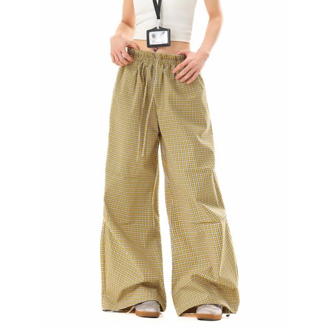 citybae-Checker Parachute Pants
