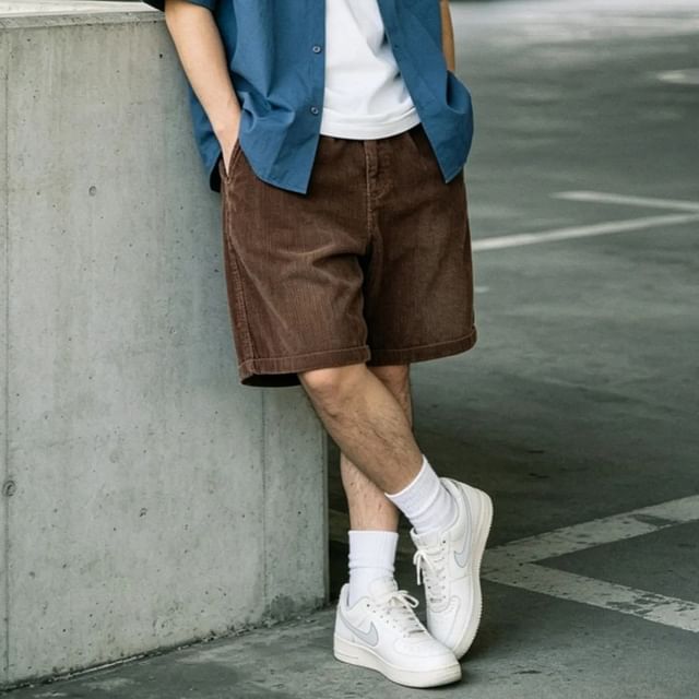 citybae-Corduroy Cargo Shorts