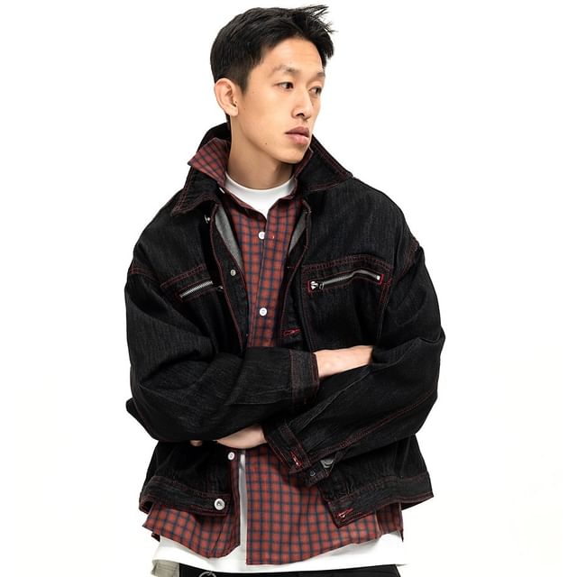 citybae-Details Red-Stitch Denim Jacket