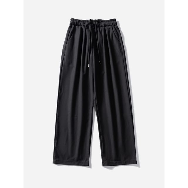 citybae-Drawstring-Waist Straight-Cut Loose Dress Pants