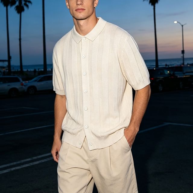 citybae-Embossed Knit Shirt