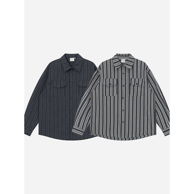 citybae-Ethnic-Striped Loose Shirt