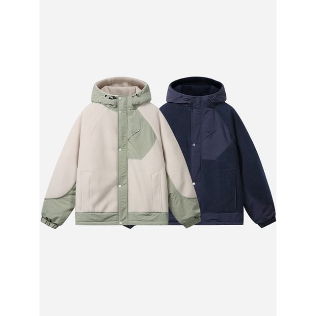 citybae-Fleece-Lined Colorblock Hooded Parka