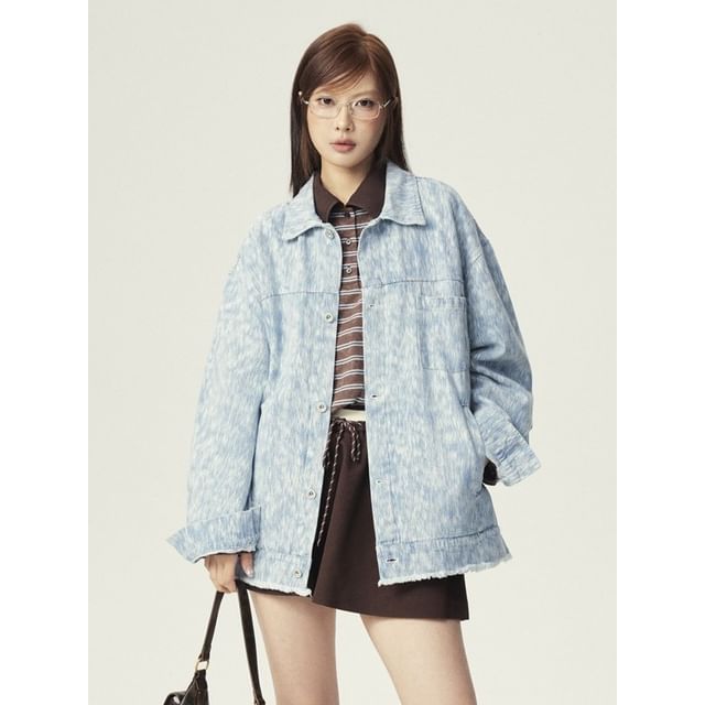 citybae-Fray-Hem Denim Jacket