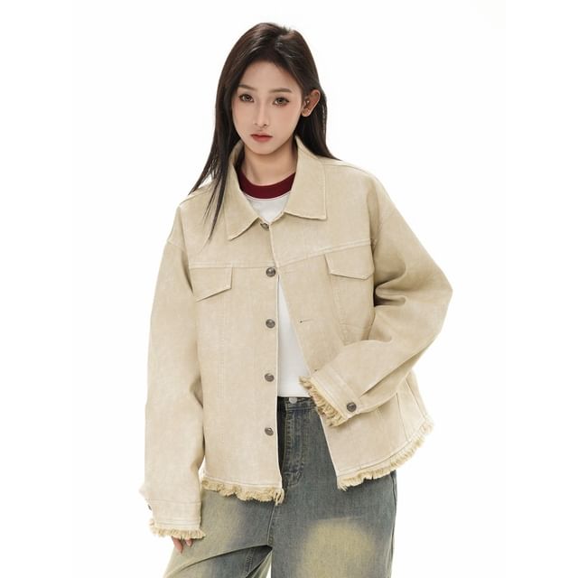 citybae-Fray-Trim Faux-Suede Jacket