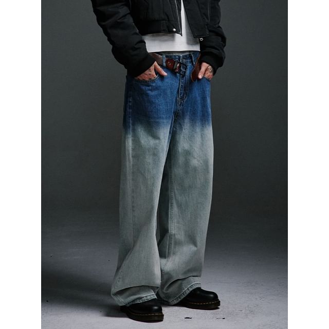 citybae-Gradient Wide-Leg Jeans