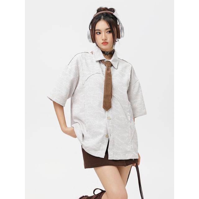 citybae-Irregular Short-Sleeve Shirt with Tie