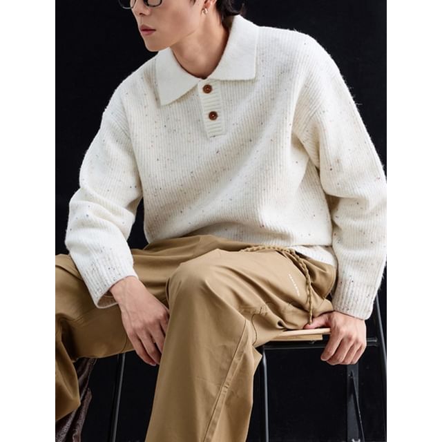 citybae-Long-Sleeve Dotted Polo-Neck Sweater