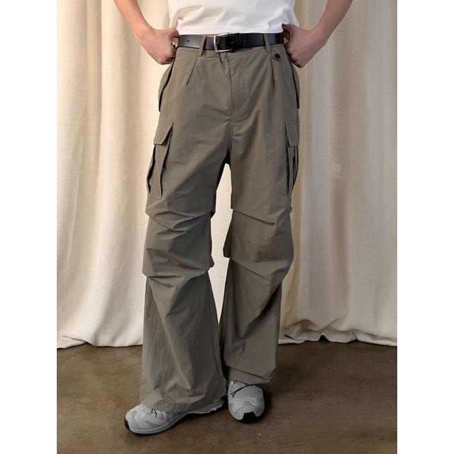 citybae-Mid Rise Plain Wide Leg Cargo Pants