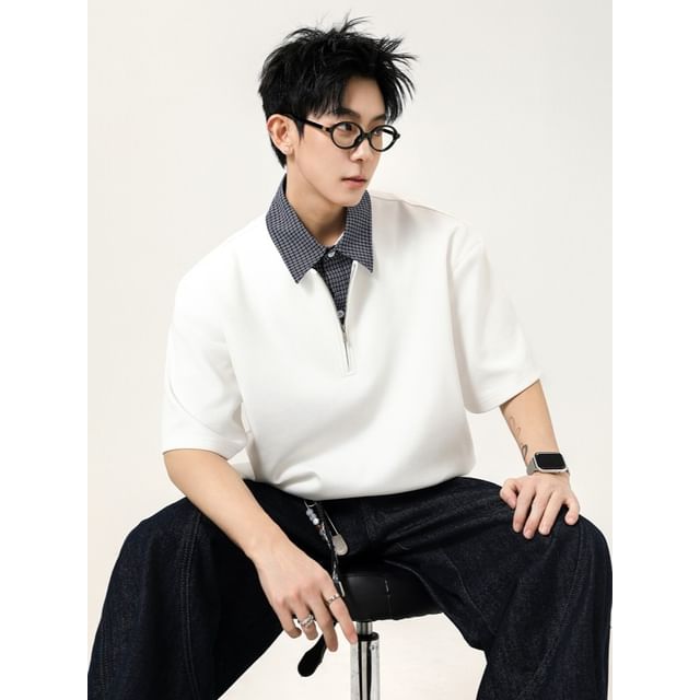 citybae-Mock Two-Piece Loose Polo Shirt