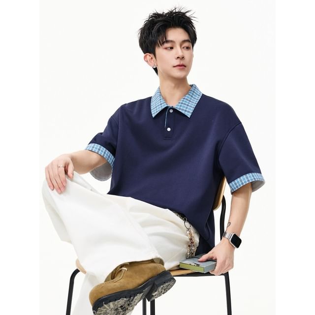 citybae-Mock Two-Piece Loose Polo Shirt