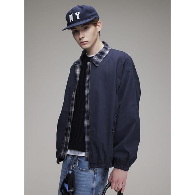 citybae-Mock Two-Piece Plaid Polo Jacket