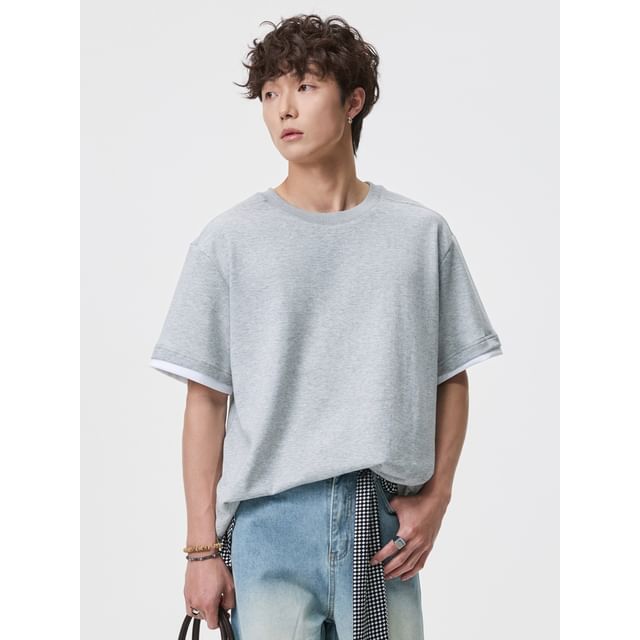 citybae-Oversized Mock Two-Piece T-Shirt