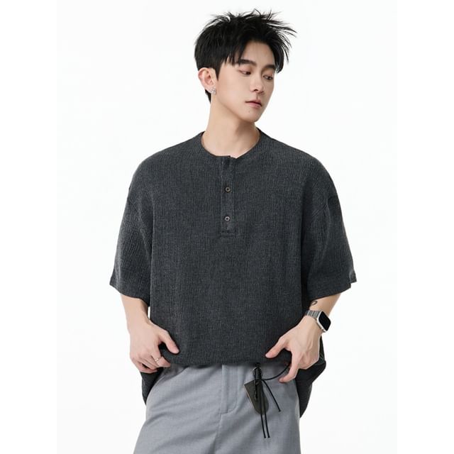 citybae-Oversized Plain Henley