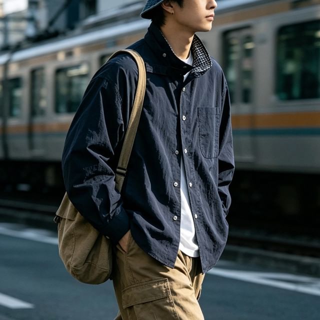 citybae-Oversized Stand-Collar Shirt Jacket