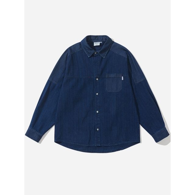 citybae-Paneled Denim Shirt