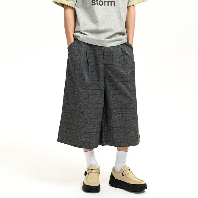 citybae-Plaid Wide-Leg Jorts