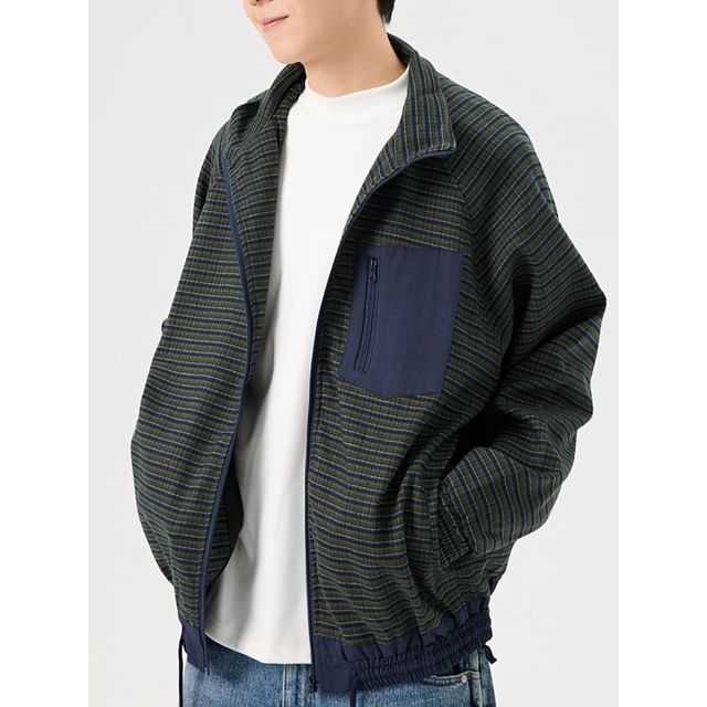 citybae-Plaid Zip Jacket
