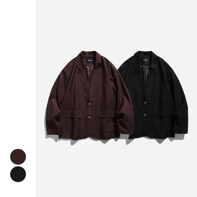 citybae-Plain Lapel Blazer