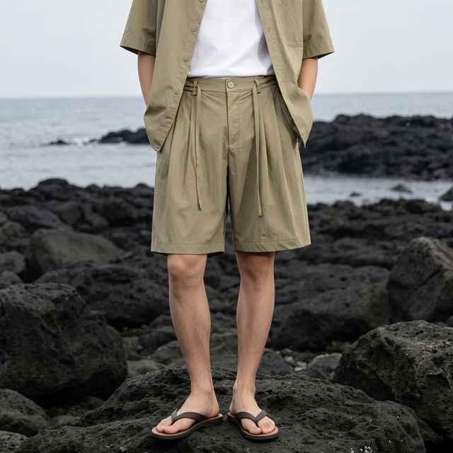 citybae-Pleated Relax Shorts with Sash