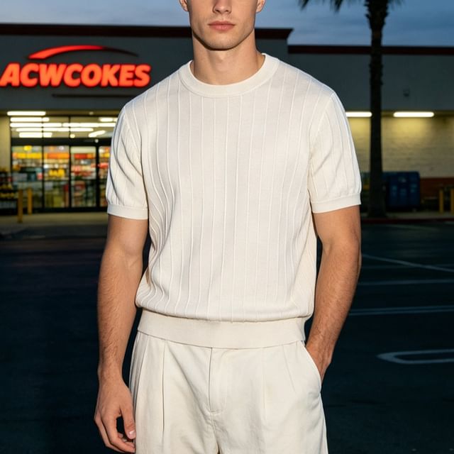 citybae-Rib-Knit T-Shirt