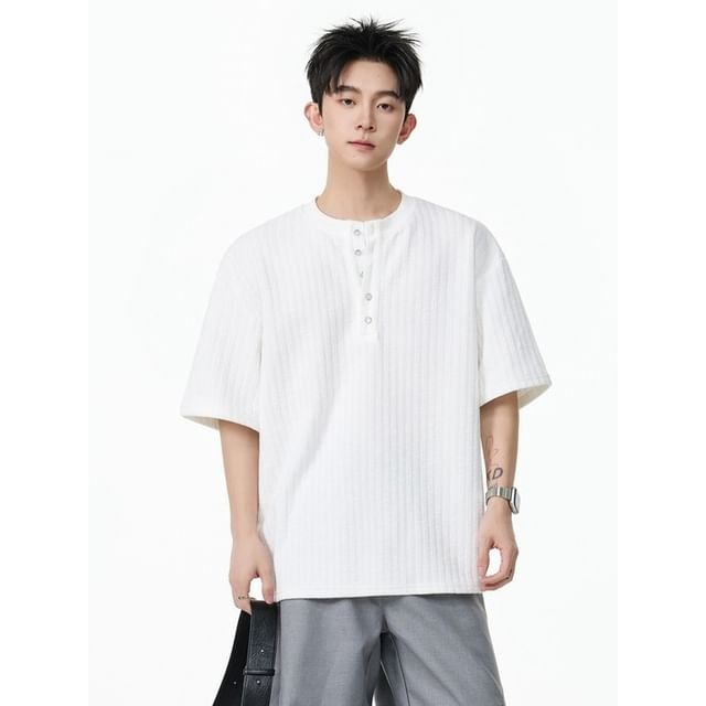 citybae-Ribbed Loose Henley