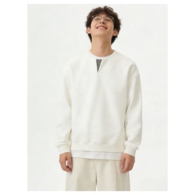 citybae-Round Neck Plain Sweatshirt