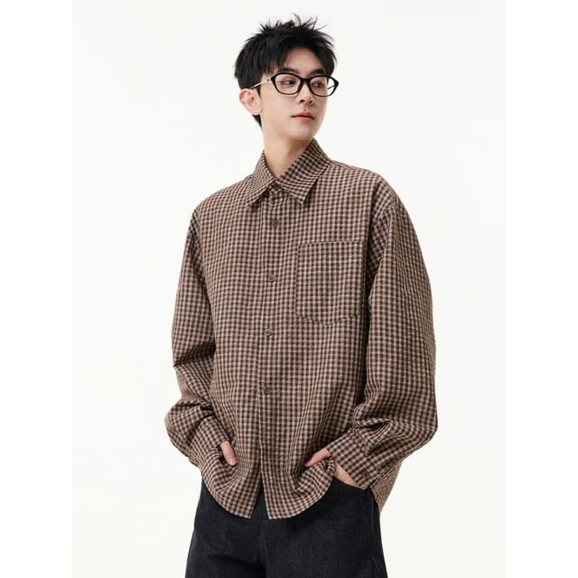 citybae-Seersucker Checker Shirt