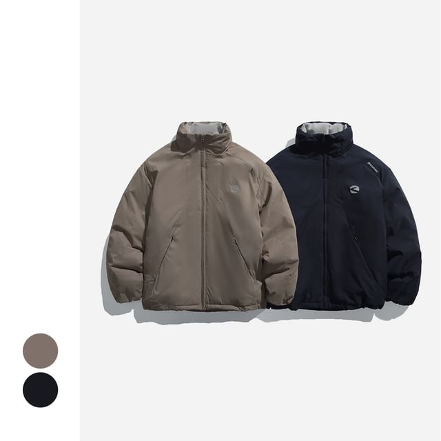 citybae-Stand-Collar Plain Parka
