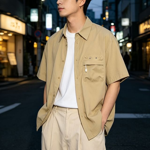citybae-Tech Oversized Short-Sleeve Shirt