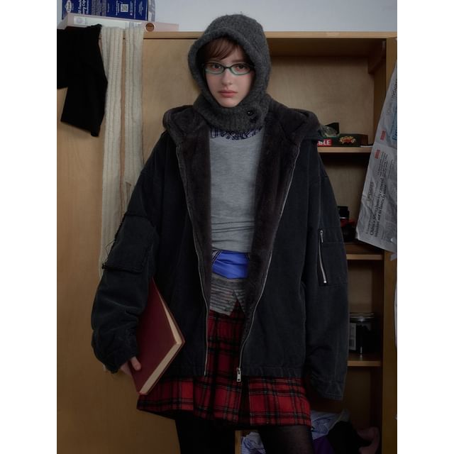citybae-Two-Tone Washed Hooded Jacket