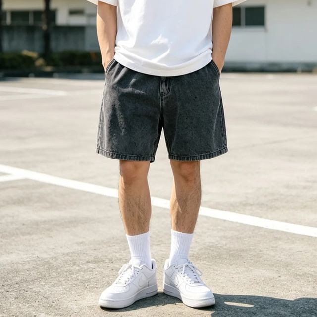 citybae-Washed Denim Shorts