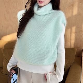 Closette-Turtleneck Plain Sweater Vest