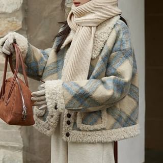 Cloud Nine-Collared Plaid Button Up Jacket