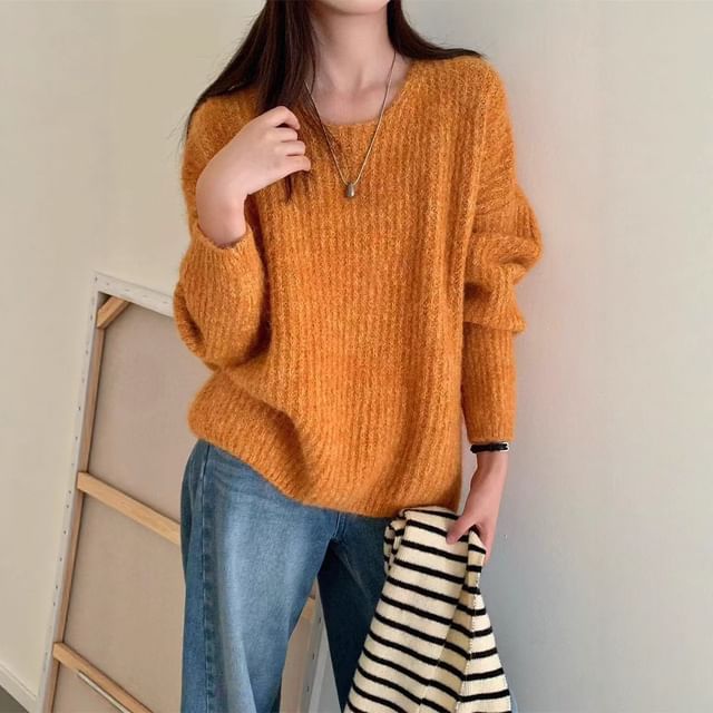 Cloud Nine-Crew Neck Melange Sweater