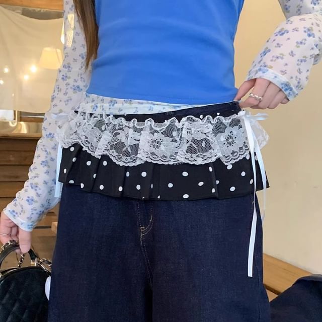 Cloud Nine-Dotted Lace Mini Skirt