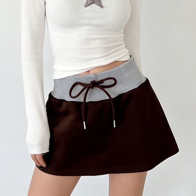 Cloud Nine-Drawstring Waist Panel Mini Skort