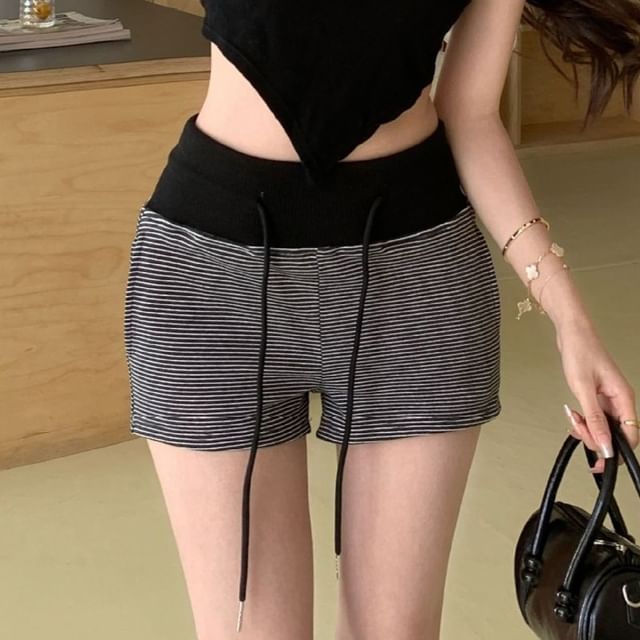 Cloud Nine-Drawstring Waist Pinstriped Shorts