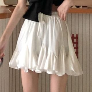 Cloud Nine-High Rise Plain Ruffle Mini A-Line Skirt